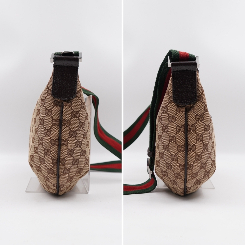 BT57 💖 GUCCI Monogram Web Halfmoon Crossbody Bag - Picture 6 of 12